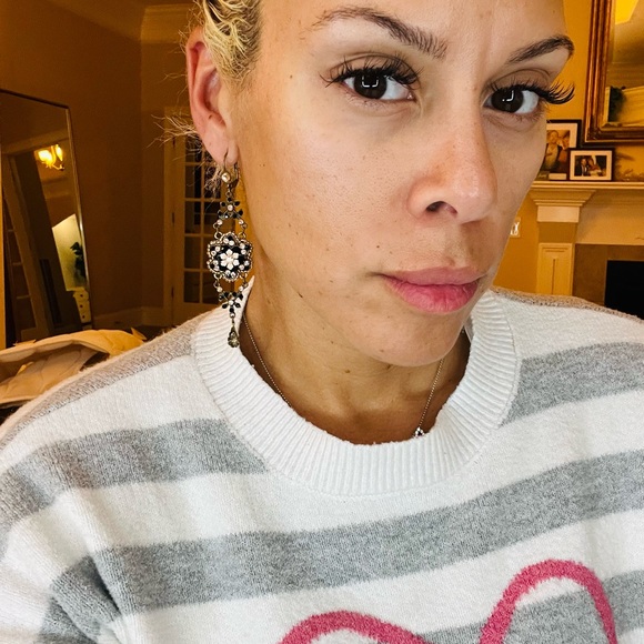 Michal Negrin Gold and Black Floral Earrings Swarovski crystals - Picture 6 of 8